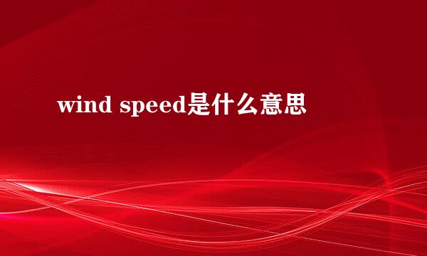 wind speed是什么意思