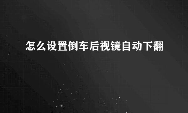 怎么设置倒车后视镜自动下翻