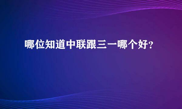 哪位知道中联跟三一哪个好？