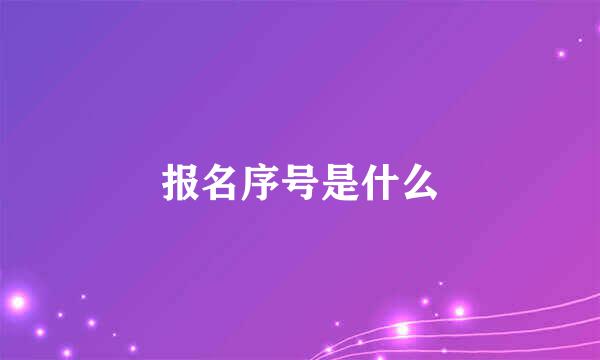 报名序号是什么