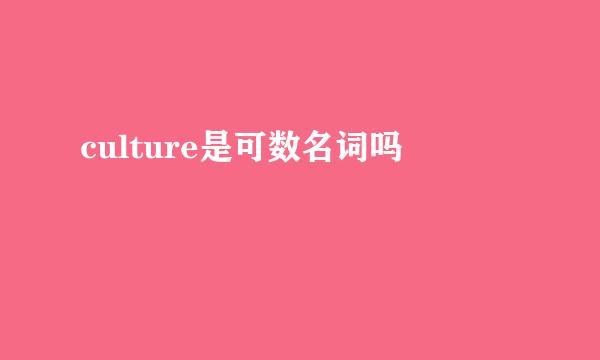 culture是可数名词吗