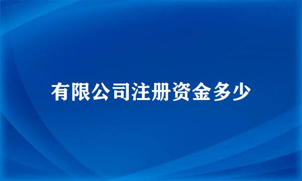 有限公司注册资金多少