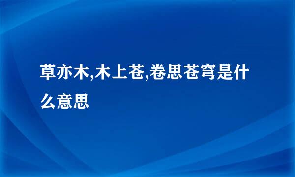 草亦木,木上苍,卷思苍穹是什么意思