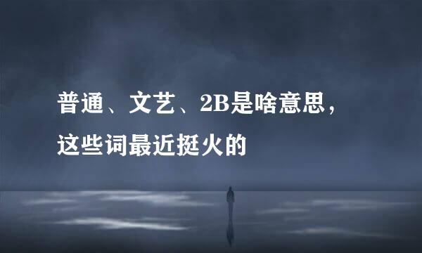 普通、文艺、2B是啥意思，这些词最近挺火的