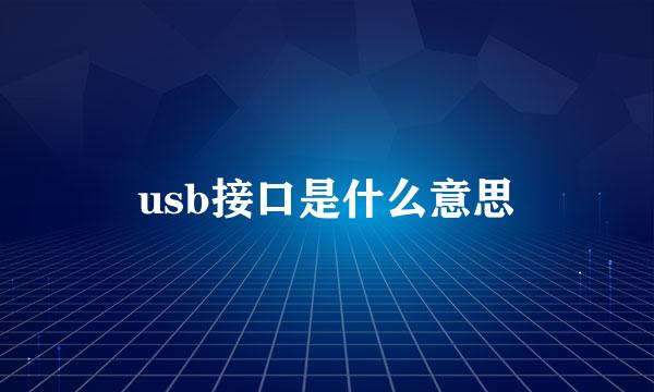 usb接口是什么意思