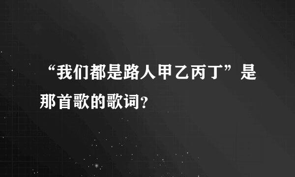 “我们都是路人甲乙丙丁”是那首歌的歌词？