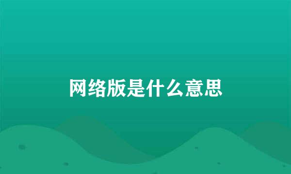 网络版是什么意思