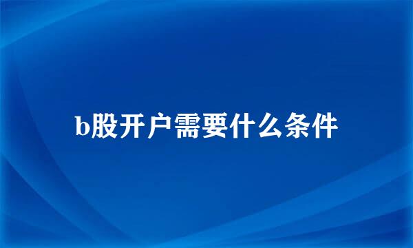 b股开户需要什么条件