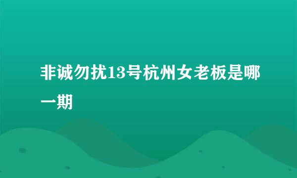 非诚勿扰13号杭州女老板是哪一期