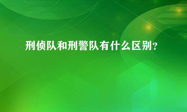 刑侦队和刑警队有什么区别？