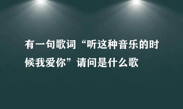 有一句歌词“听这种音乐的时候我爱你”请问是什么歌