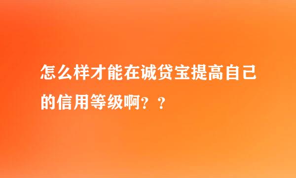 怎么样才能在诚贷宝提高自己的信用等级啊？？