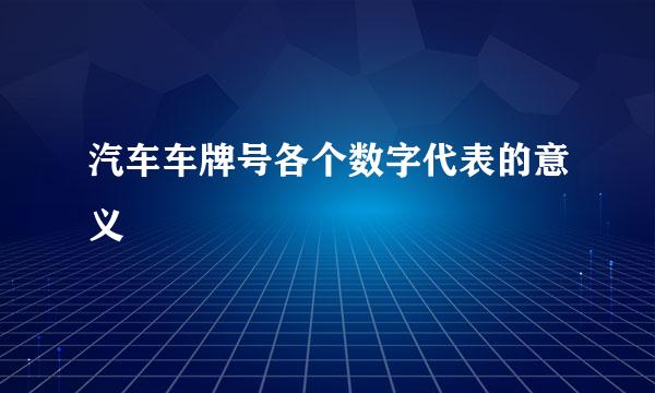 汽车车牌号各个数字代表的意义