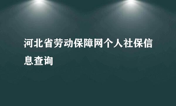 河北省劳动保障网个人社保信息查询