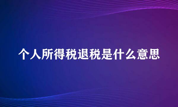 个人所得税退税是什么意思