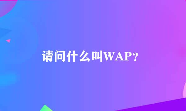 请问什么叫WAP？