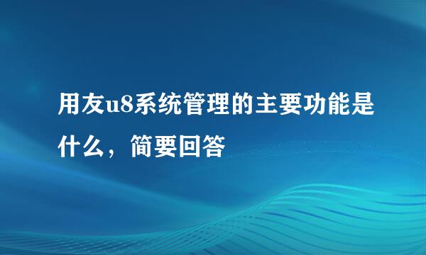 用友u8系统管理的主要功能是什么，简要回答