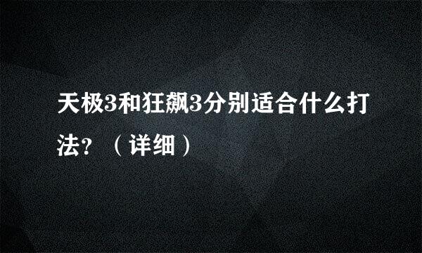 天极3和狂飙3分别适合什么打法？（详细）