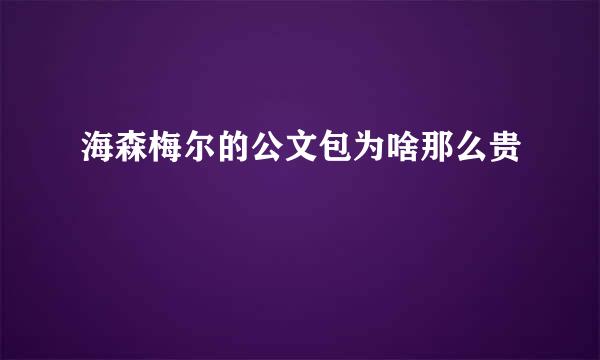 海森梅尔的公文包为啥那么贵