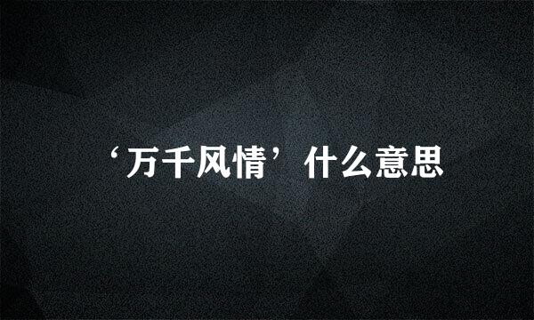 ‘万千风情’什么意思