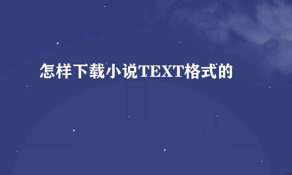 怎样下载小说TEXT格式的