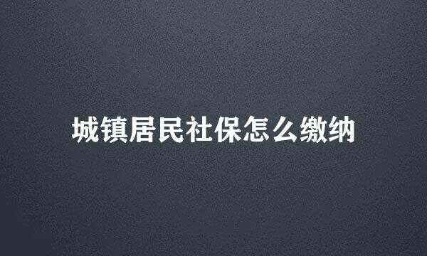 城镇居民社保怎么缴纳