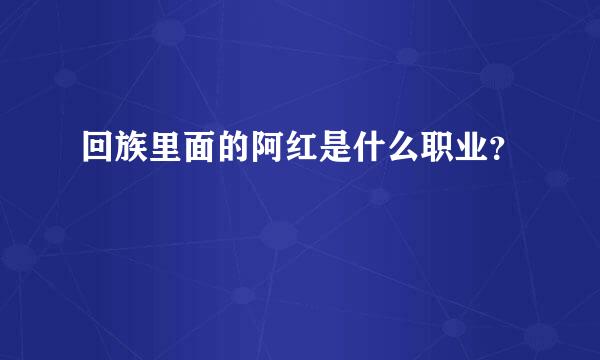 回族里面的阿红是什么职业？