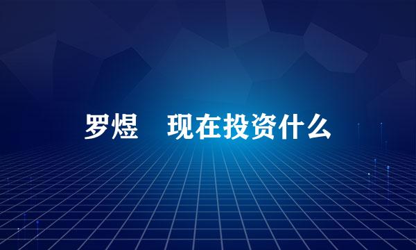 罗煜竑现在投资什么