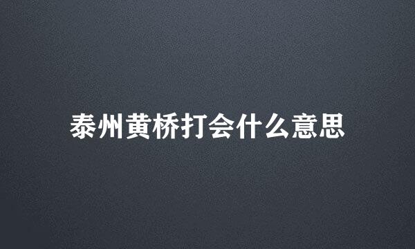 泰州黄桥打会什么意思