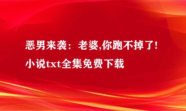 恶男来袭：老婆,你跑不掉了!小说txt全集免费下载