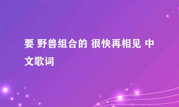 要 野兽组合的 很快再相见 中文歌词