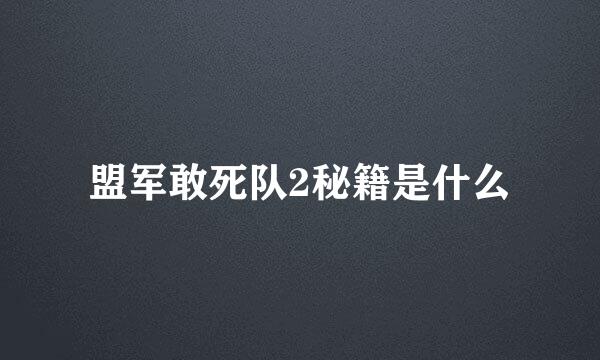 盟军敢死队2秘籍是什么