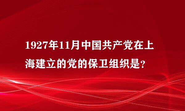 1927年11月中国共产党在上海建立的党的保卫组织是？