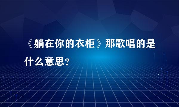 《躺在你的衣柜》那歌唱的是什么意思？