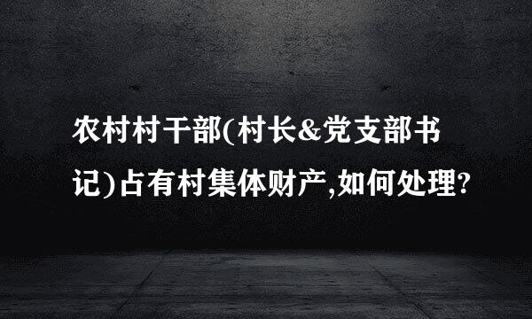 农村村干部(村长&党支部书记)占有村集体财产,如何处理?