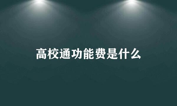 高校通功能费是什么