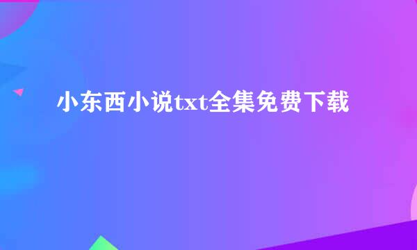 小东西小说txt全集免费下载