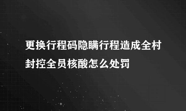 更换行程码隐瞒行程造成全村封控全员核酸怎么处罚