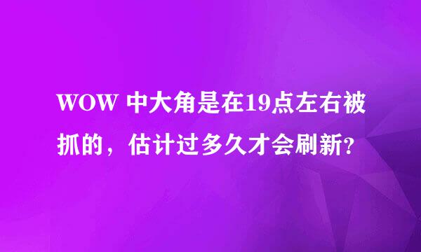 WOW 中大角是在19点左右被抓的，估计过多久才会刷新？