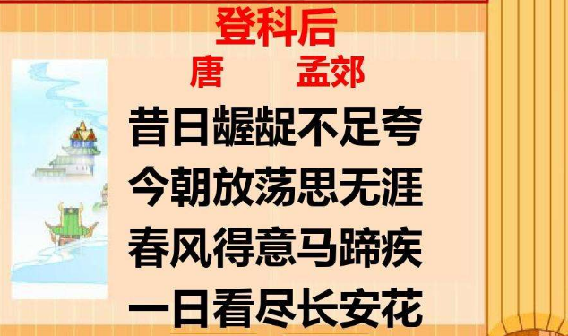 春风得意马蹄疾,一日看尽长安花寓意？