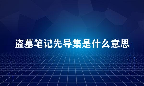 盗墓笔记先导集是什么意思