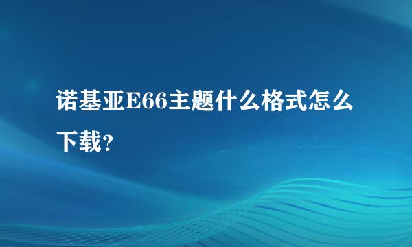 诺基亚E66主题什么格式怎么下载？