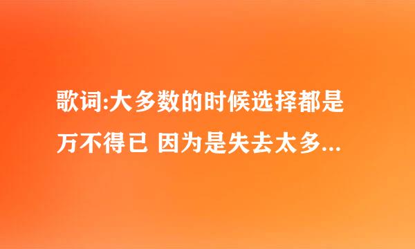 歌词:大多数的时候选择都是万不得已 因为是失去太多是哪首歌?