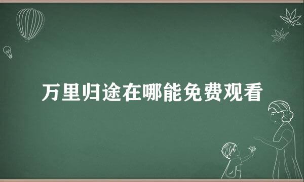 万里归途在哪能免费观看