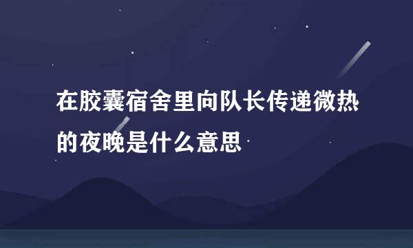 在胶囊宿舍里向队长传递微热的夜晚是什么意思