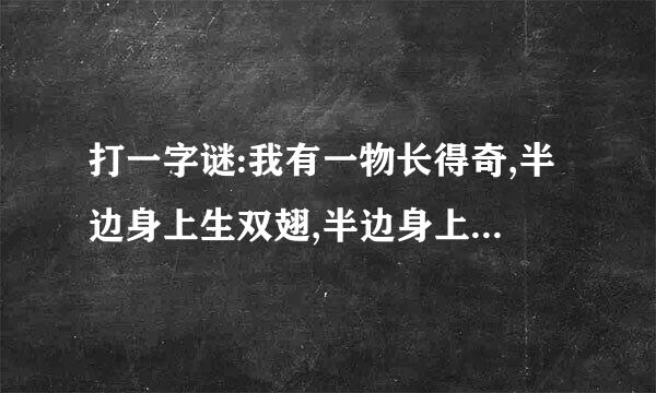 打一字谜:我有一物长得奇,半边身上生双翅,半边身上长四踢,长踢的跑不快,长翅的飞不起.