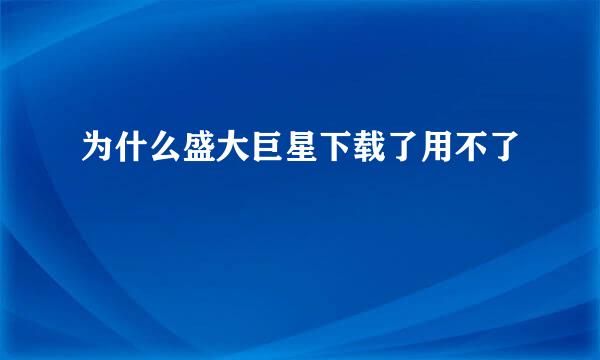 为什么盛大巨星下载了用不了