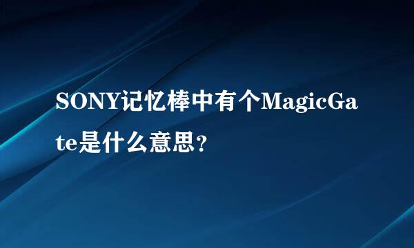 SONY记忆棒中有个MagicGate是什么意思？