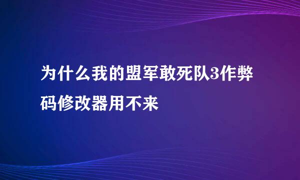 为什么我的盟军敢死队3作弊码修改器用不来