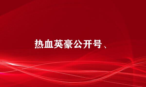 热血英豪公开号、